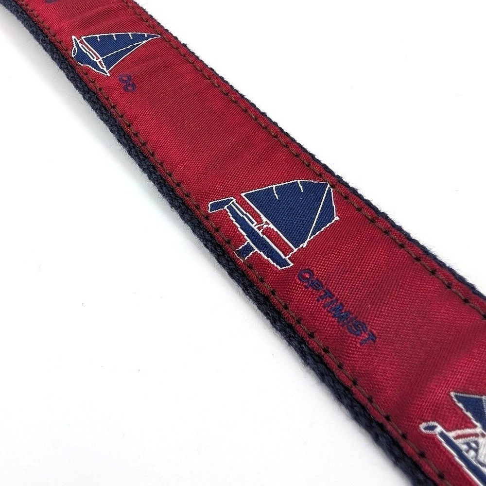 The Belted Cow Co Sailboat D-Ring Belt Nautical Webbing Red Navy Maine Made 33"